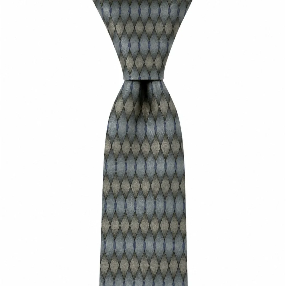 GRATEFUL DEAD Vintage 1996 Feedback Seventeenth Set Silk Tie Blue Gray Geometric